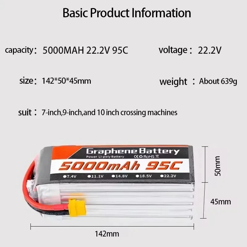 Batería Lipo 95C 22.2V 6S 5000 - 6S Lipo Battery 22.2V 5000Mah reseña y precio